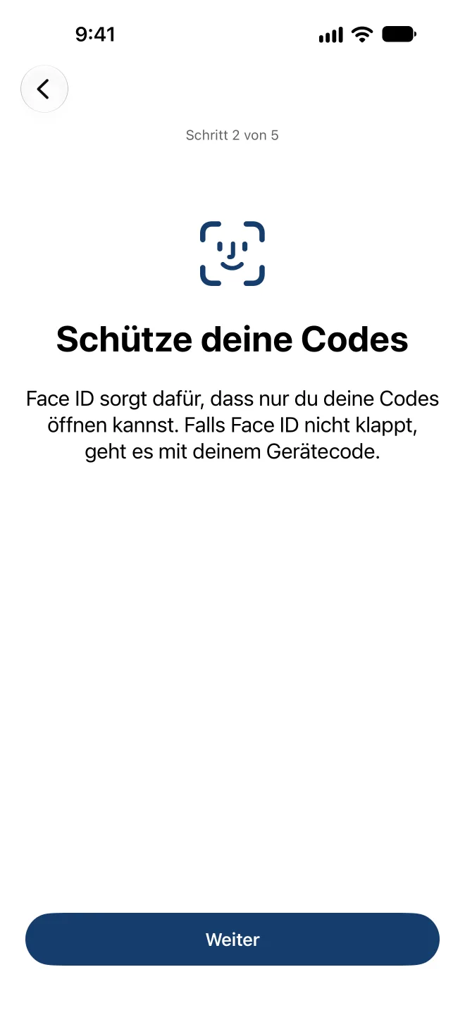 Schutz mit Face ID einrichten