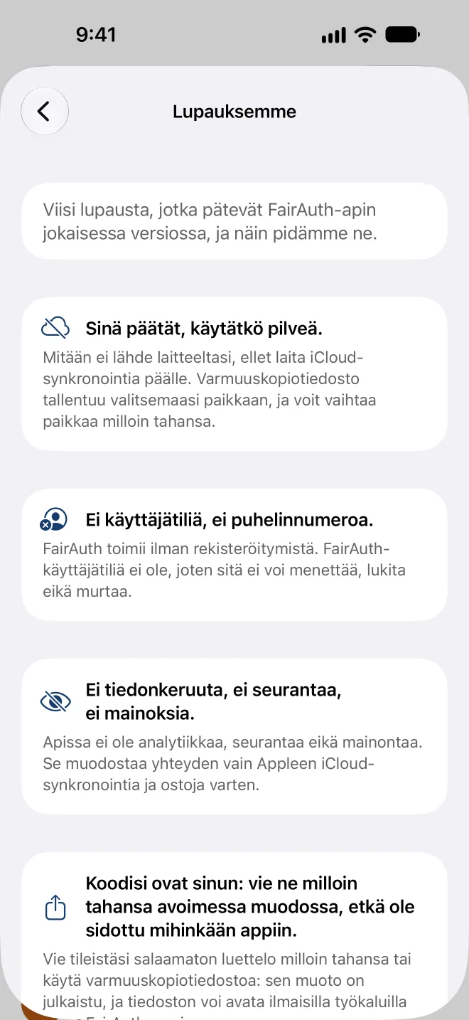 Viisi lupausta appissa