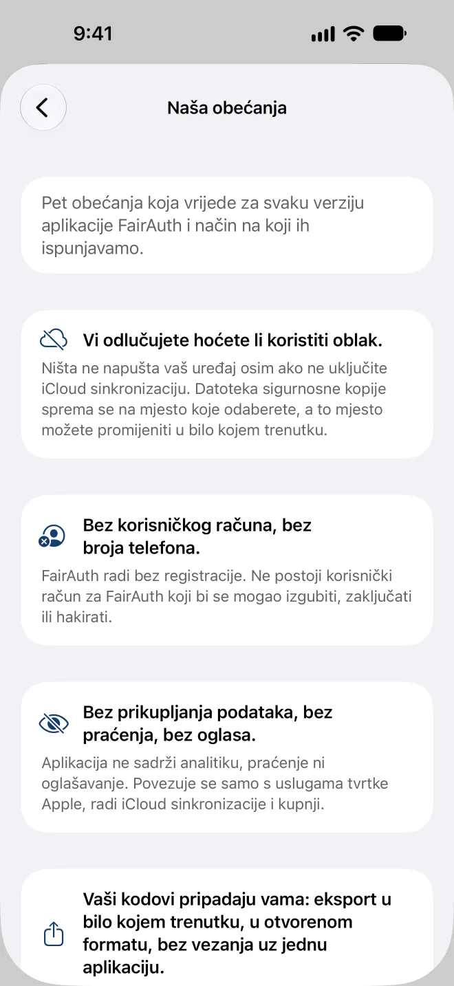 Pet obećanja u aplikaciji