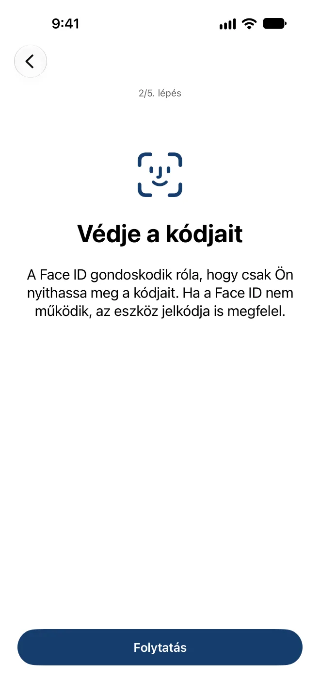 Face ID-s védelem beállítása