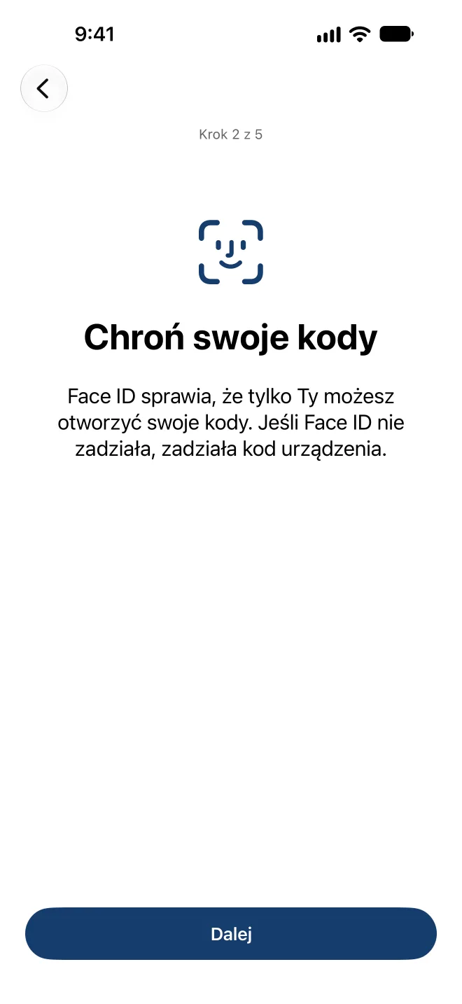 Konfigurowanie ochrony za pomocą Face ID