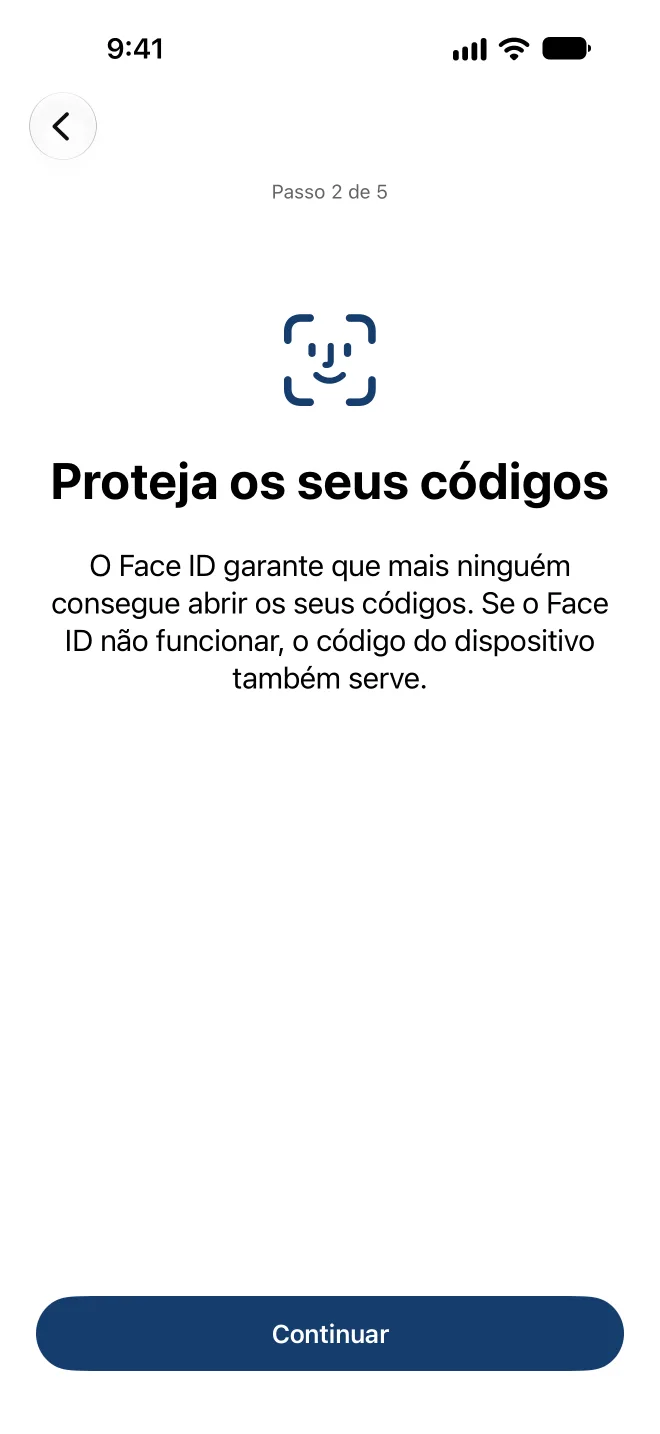 Configurar a proteção com Face ID