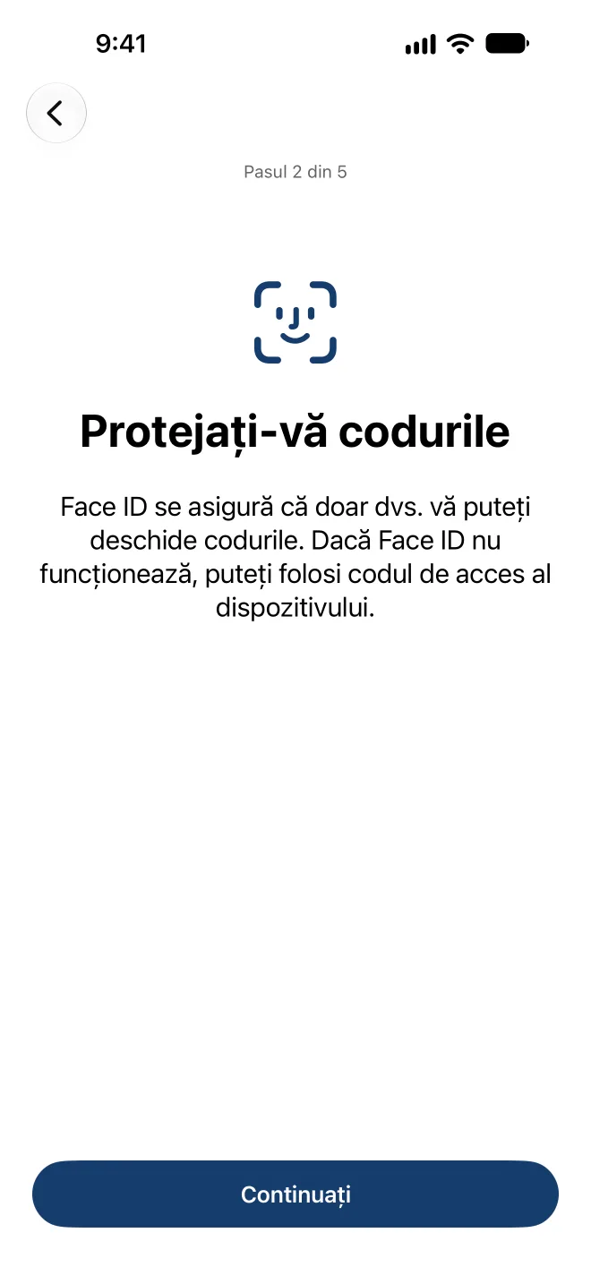 Configurarea protecției cu Face ID
