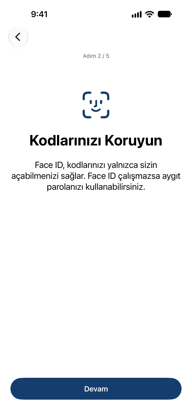 Face ID ile korumayı ayarlama